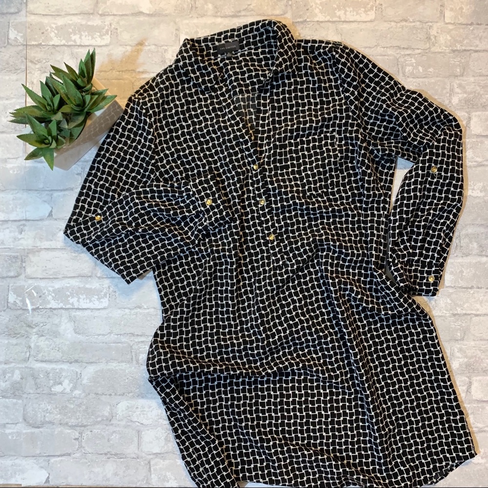 Black and White Shirt Dress The Limited Sz Xl